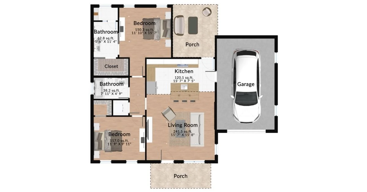 1200 Sq Feet Floor Plan 6