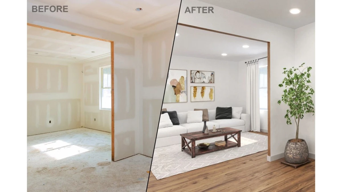 Before and after virtual staging: See how much transformation can be achieved for a typical cost per room or image.