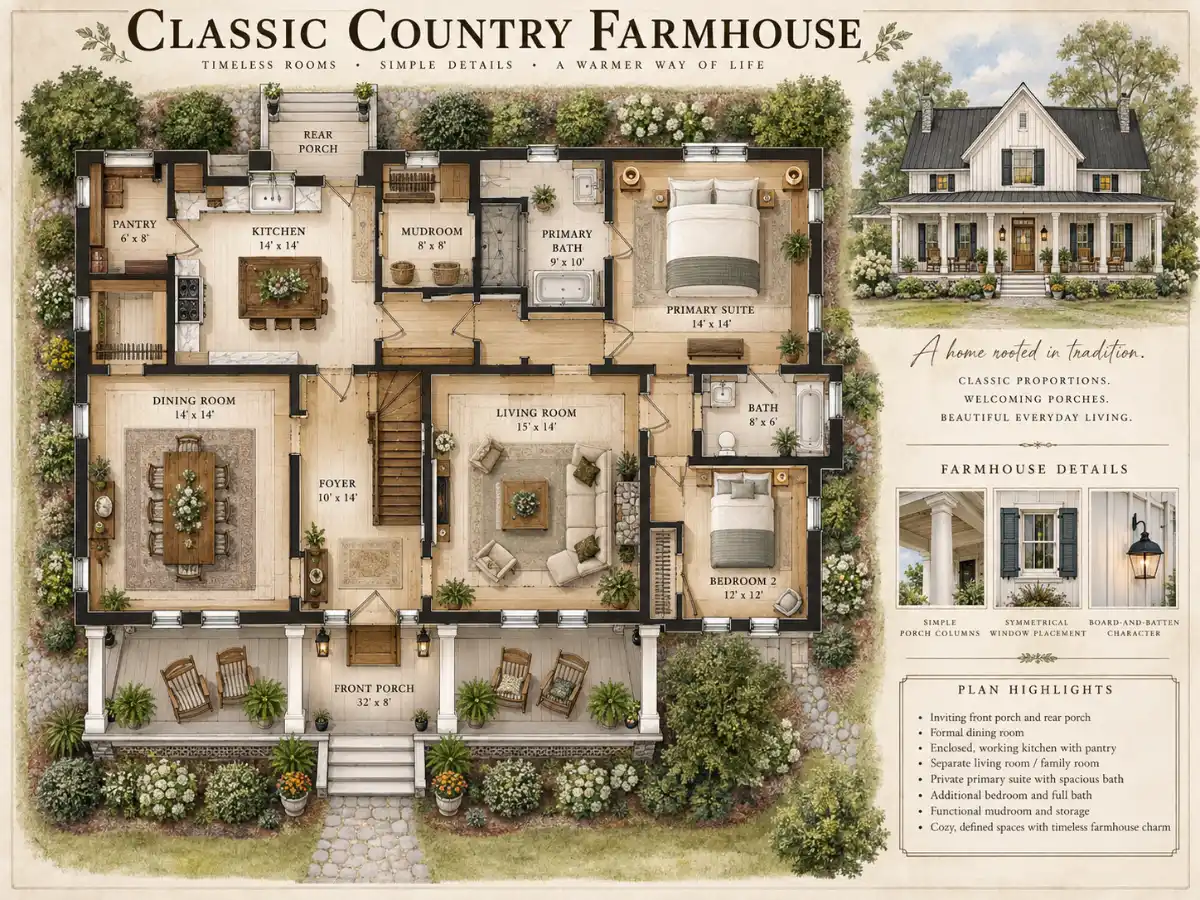 Farmhouse Floor Plans Country Farmhouse