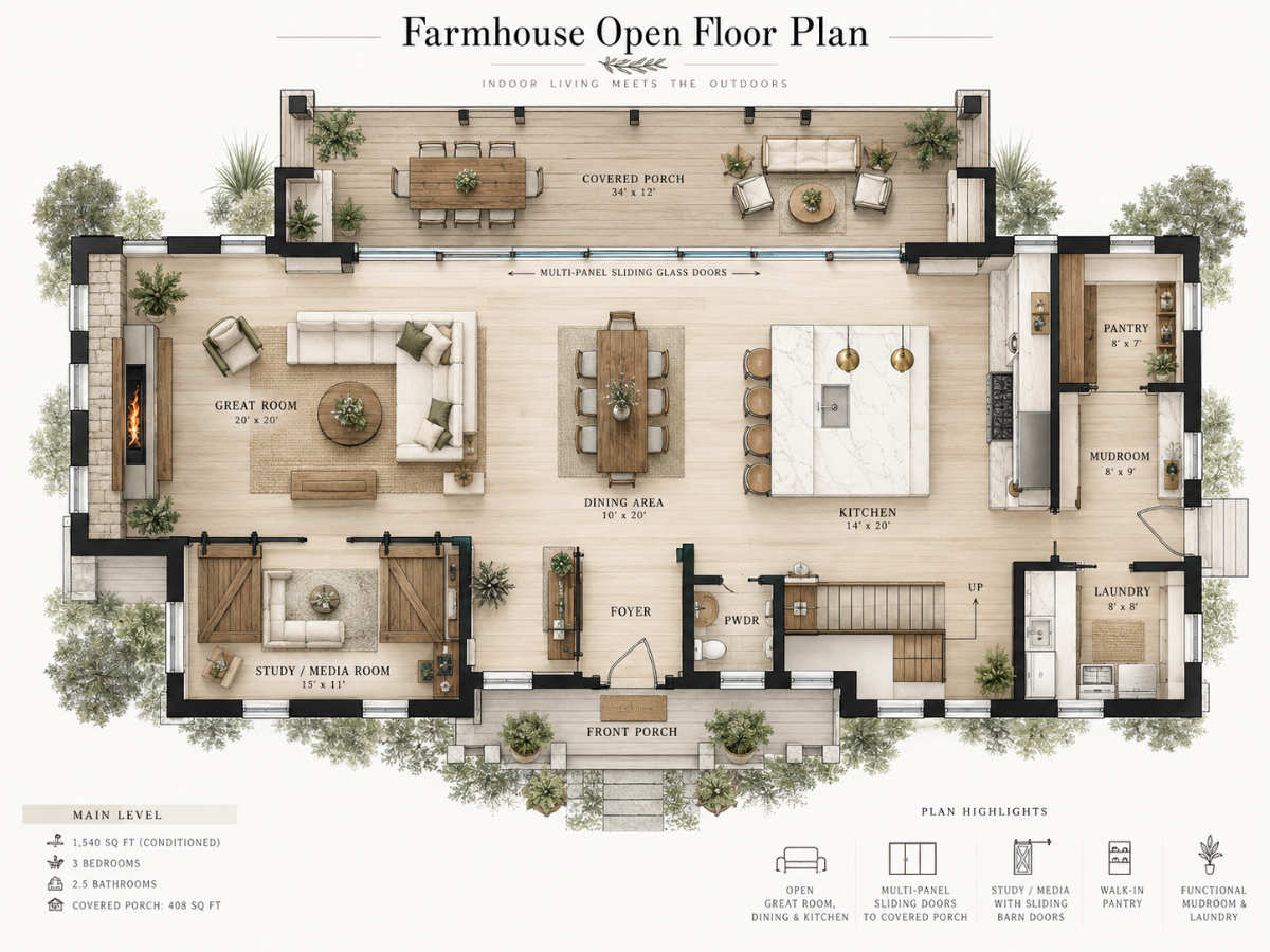 Farmhouse Floor Plans Open Floor