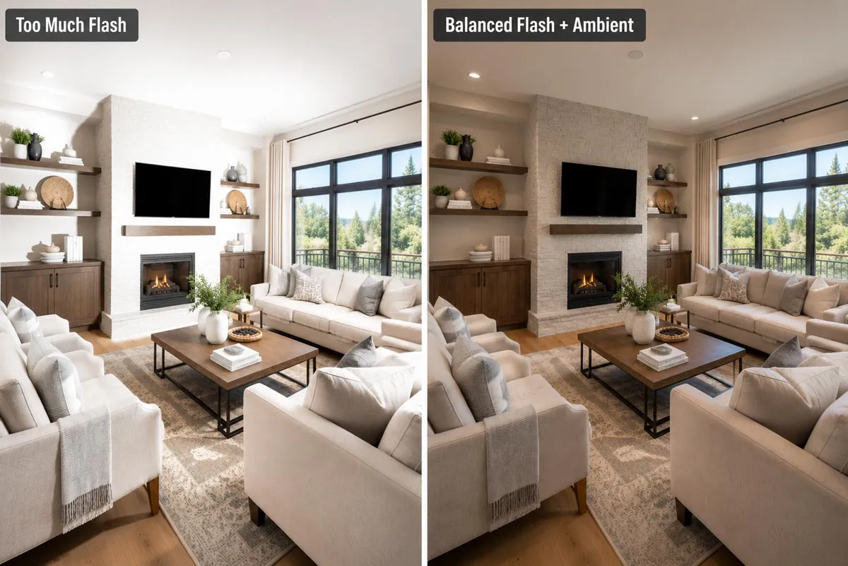 How to mix flash with ambient light by bouncing flash instead of using direct flash
