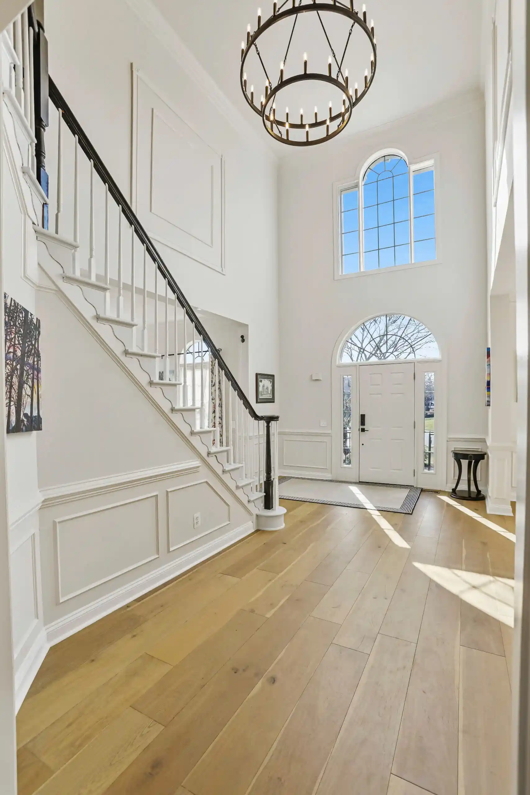 360 Image Enhancement Service - Grand foyer with chandelier and staircase