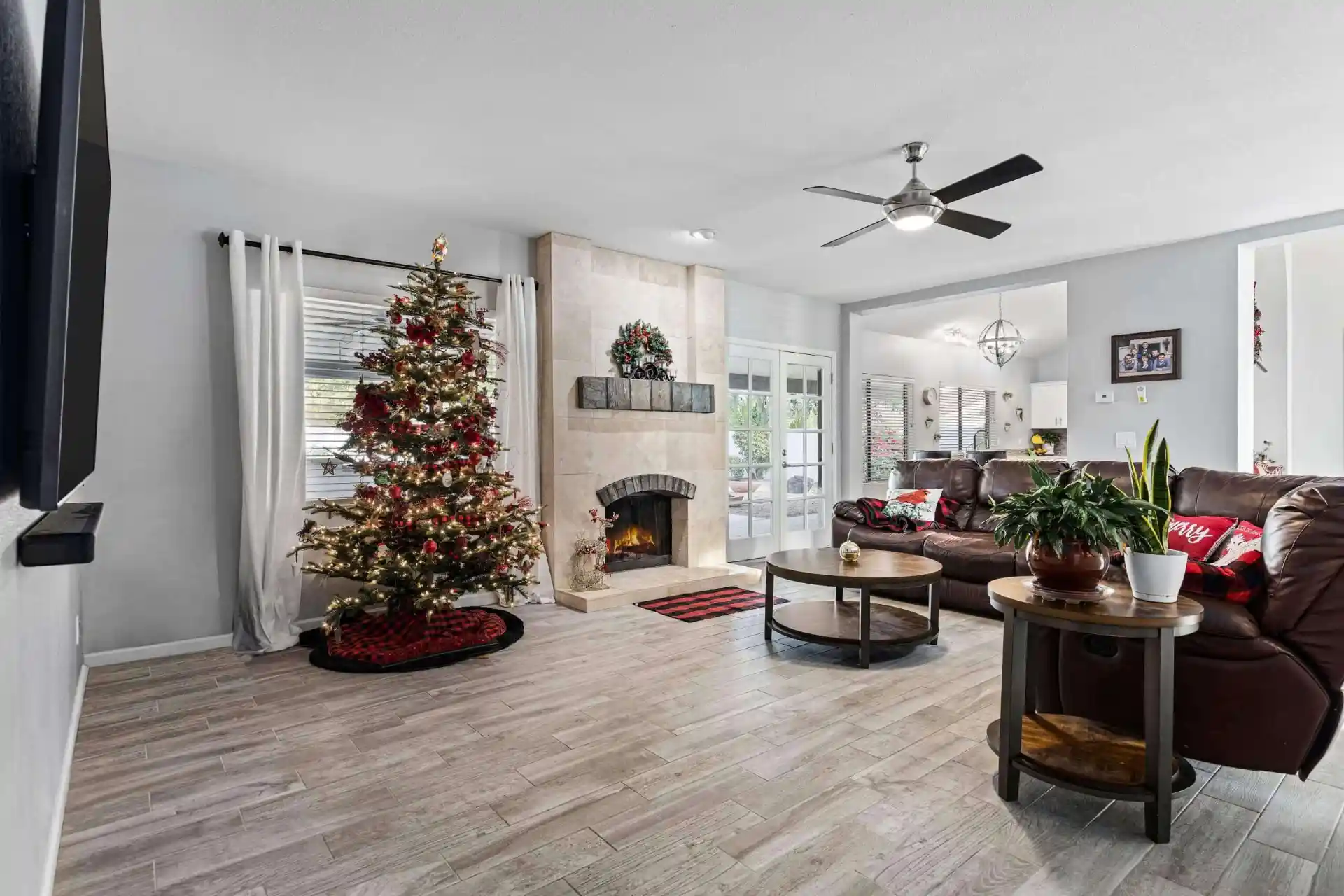 Clean real estate photo after power lines and wires removal