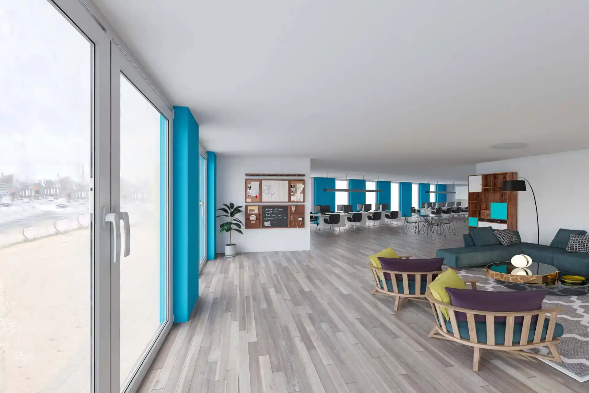 Modern interior with new flooring after virtual renovation service