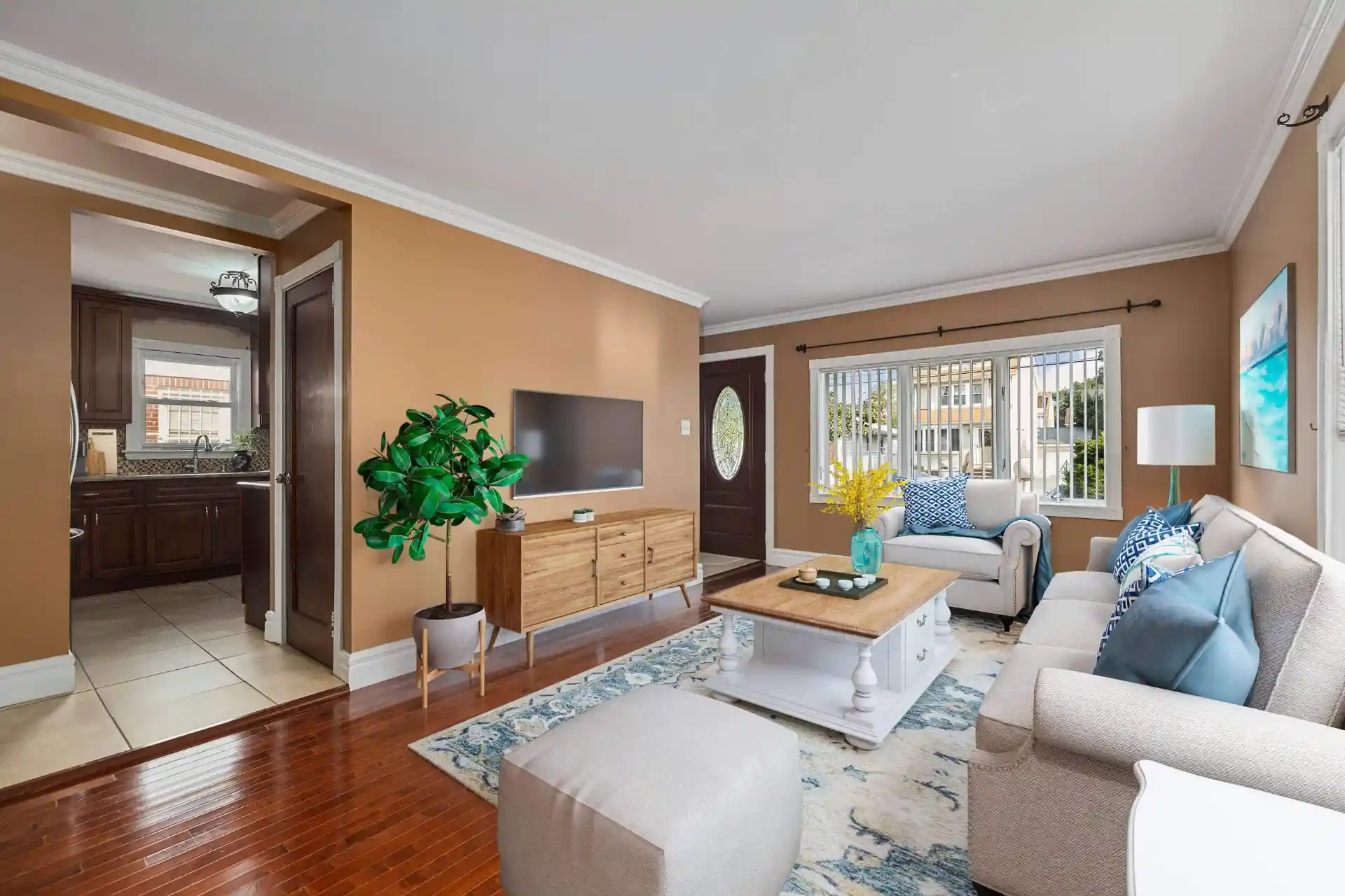 Empty living room before modern virtual staging