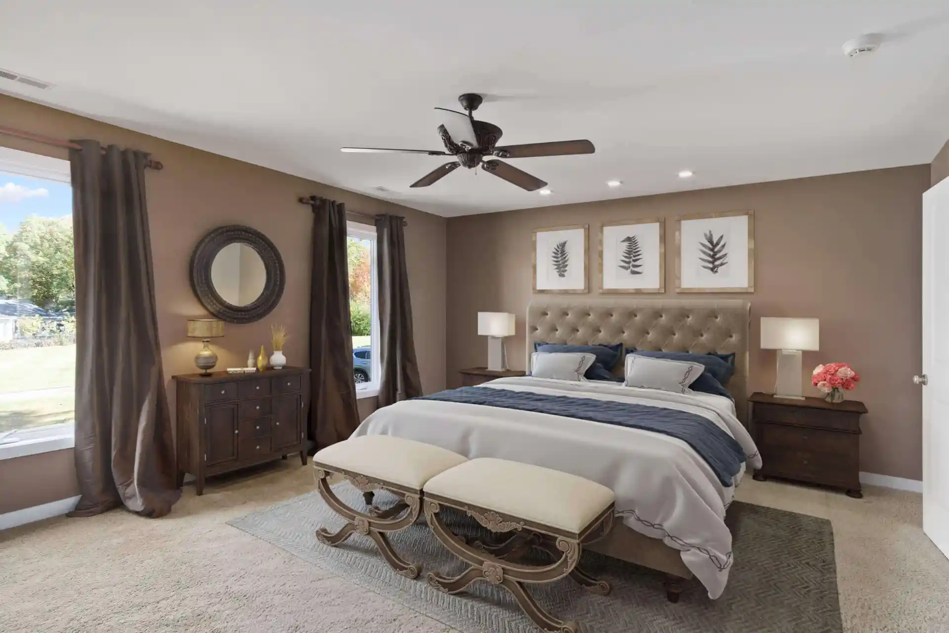 Empty bedroom before traditional virtual staging