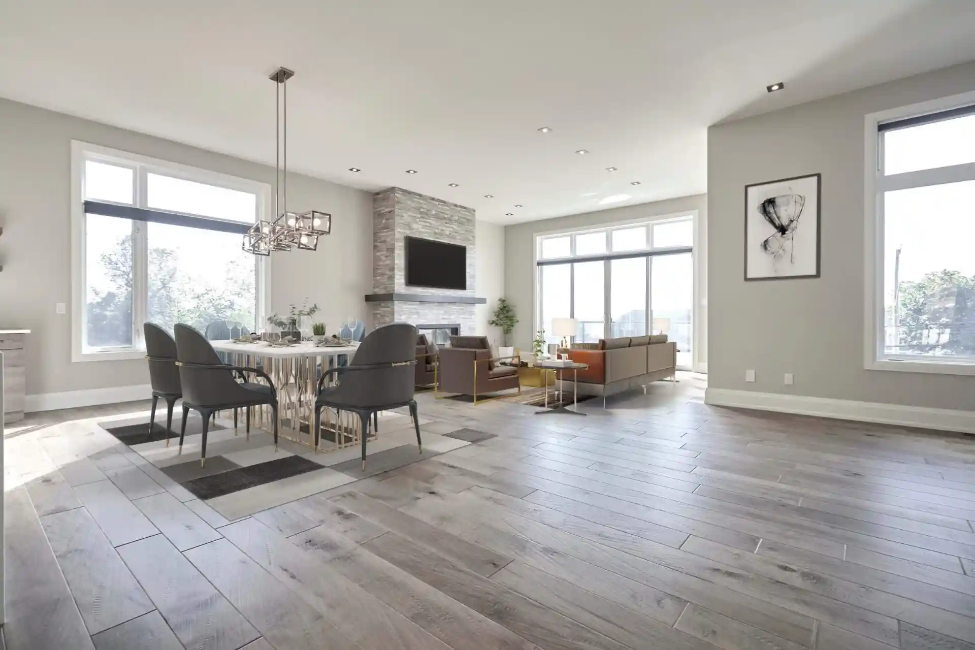 Empty living space before glamorous virtual staging