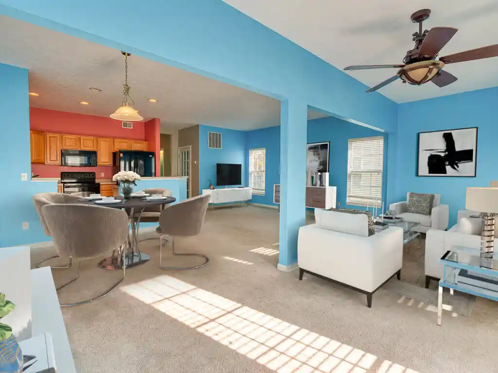 Empty room before coastal virtual staging transformation